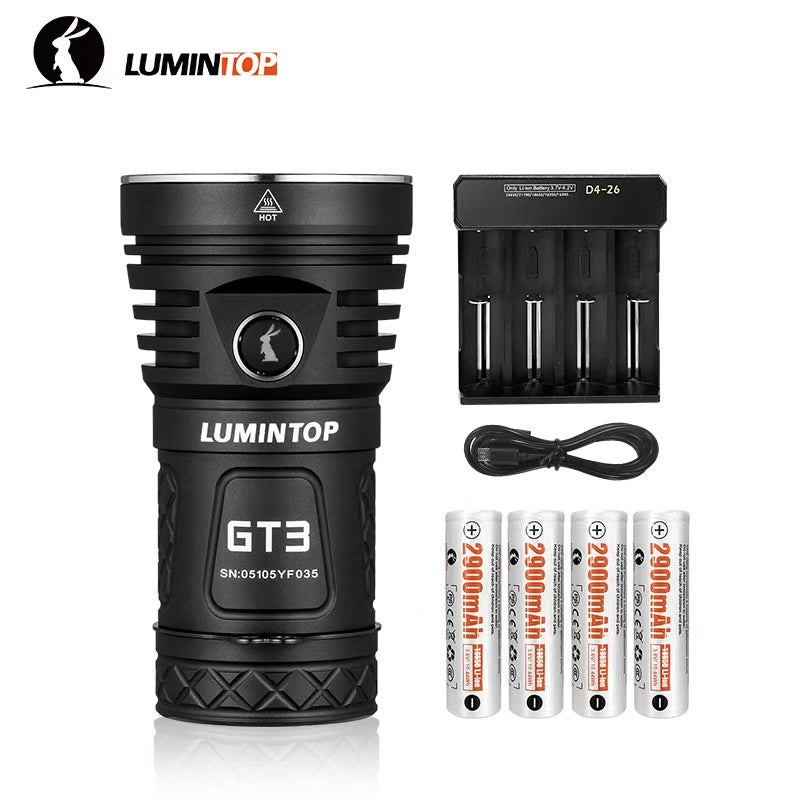 Lumintop GT3 triple LED flashlight black with 18650 Li-ion batteries included