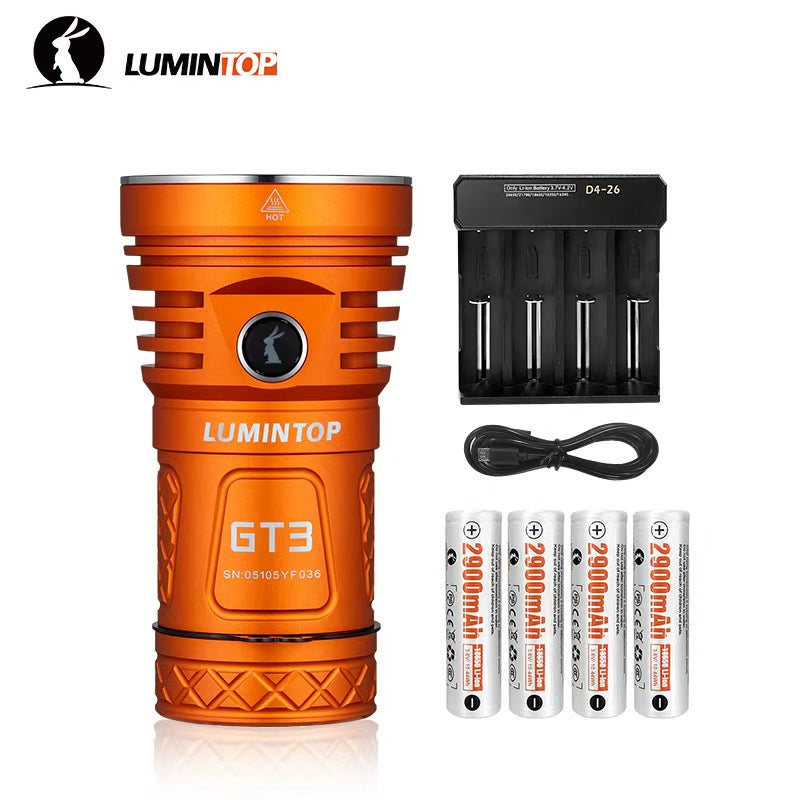 Lumintop GT3 triple LED flashlight orange with 18650 Li-ion batteries included