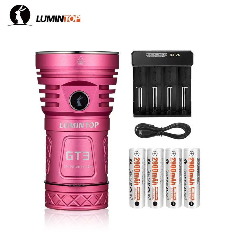 Lumintop GT3 triple LED flashlight pink with 18650 Li-ion batteries included