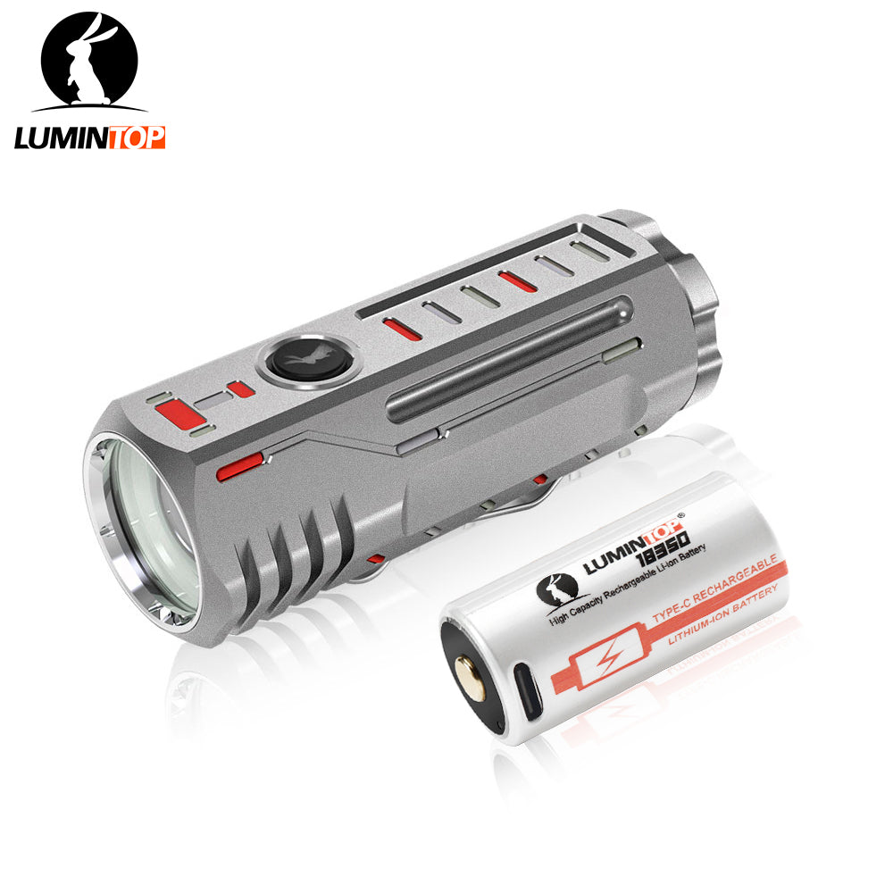 Lumintop Thor 5 LEP flashlight titanium sandblasted with 18350 USB-C rechargeable Li-ion battery included
