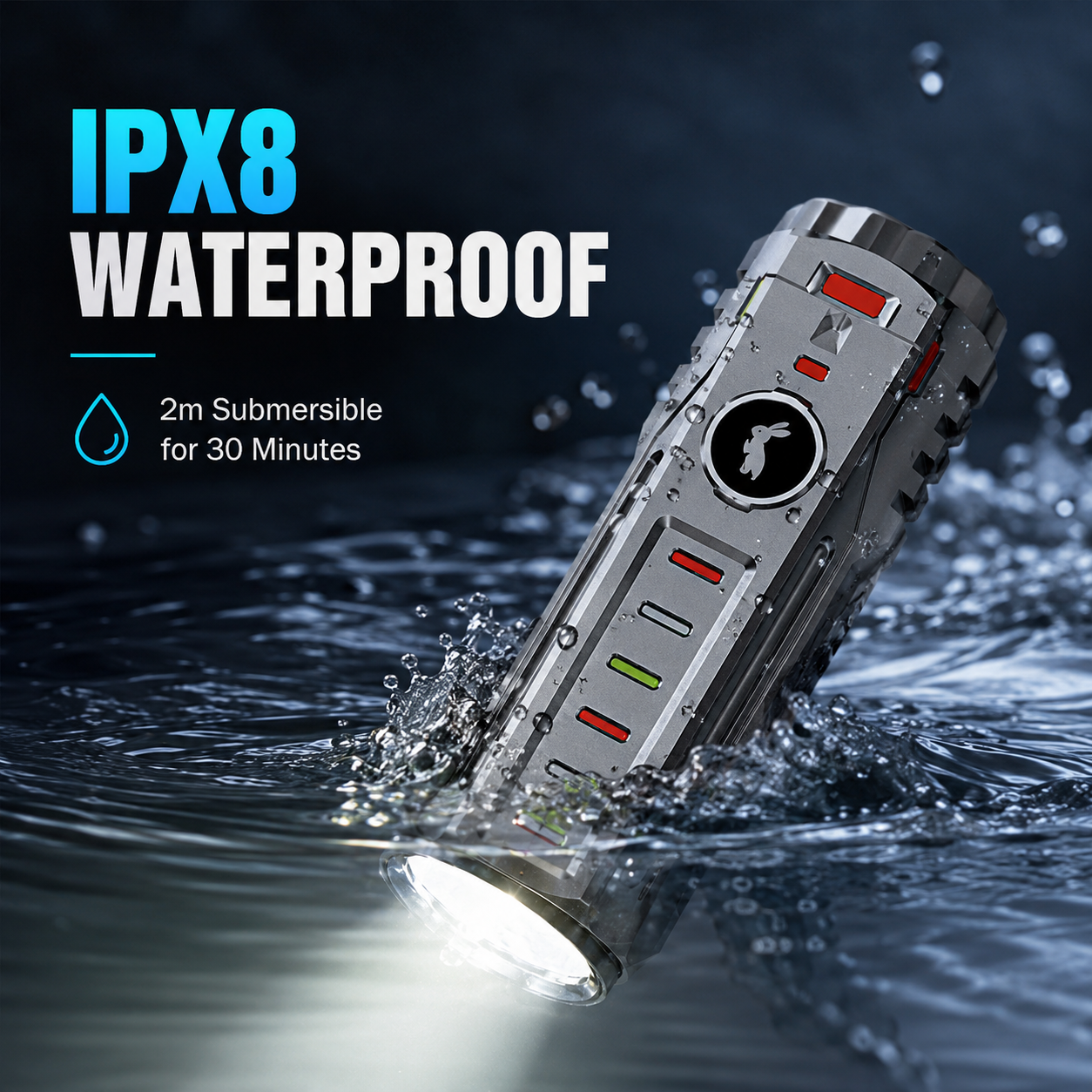 Lumintop Thor 5 IPX8 waterproof 2 meters submersible 30 minutes titanium body splash water resistant outdoor flashlight