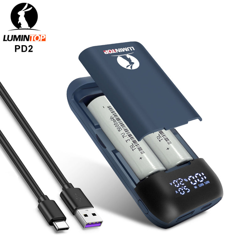 Lumintop PD2 2 in 1 USB-C Battery Charger Portable Phone Powerbank Dual Slots