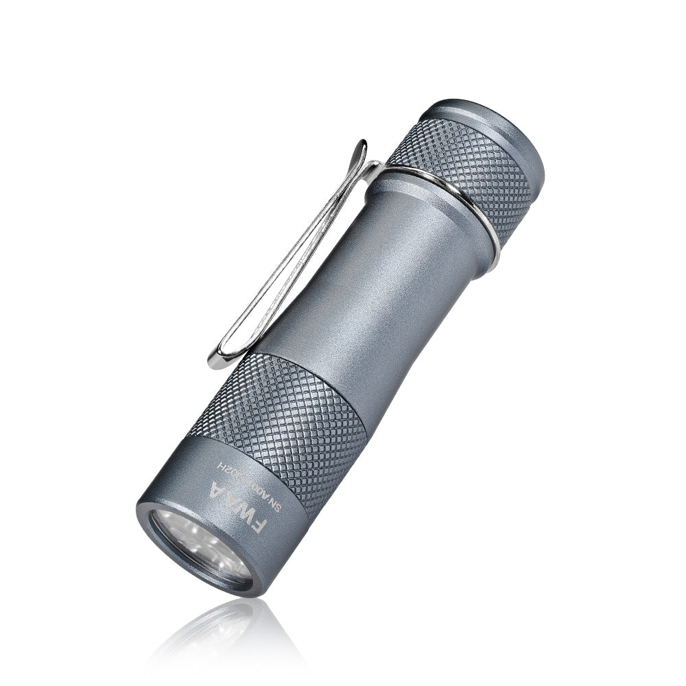 Lumintop FWAA Gray AA Flashlight – Knurled Grip, SS Clip, Triple Nichia 519AT LED