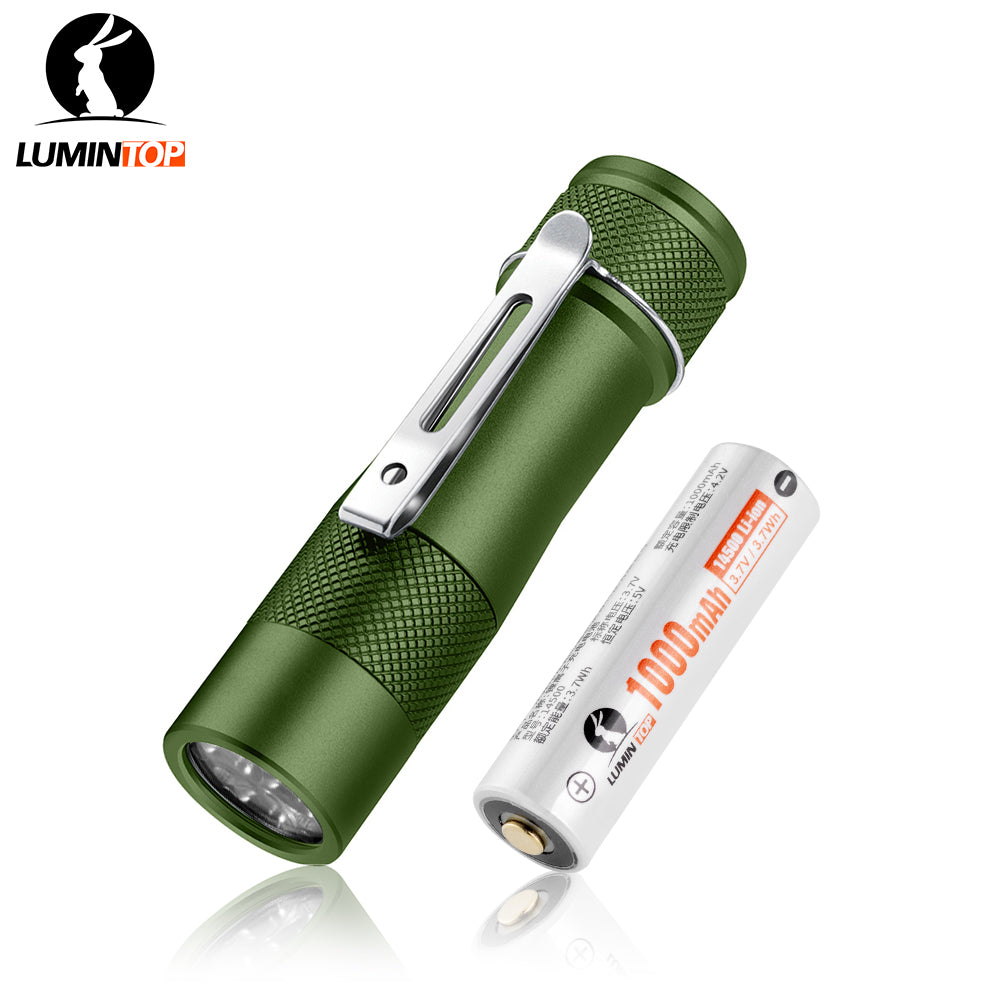 Lumintop FWAA Army Green EDC Flashlight with 14500 1000mAh Li-ion Battery – 1600lm