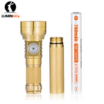 Lumintop GT Nano V3.0 brass EDC flashlight with brass tube extension 10280 700mAh 3.7V 2.59Wh high capacity rechargeable Li-ion battery Lumintop logo white background