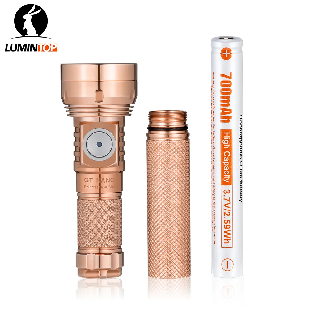 Lumintop GT NANO 3.0 Copper Rechargeable EDC Flashlight With 10750 tube + battery