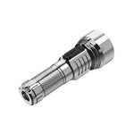 Lumintop GT Nano V3.0 titanium compact EDC flashlight angled view USB-C charging port heat sink fins side switch diamond knurling reflector bezel white background