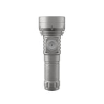 Lumintop GT Nano V3.0 titanium front view standing large side switch GT Nano serial number engraving diamond knurling heat sink fins white background EDC flashlight