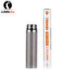 Lumintop GT Nano V3.0 titanium tube extension with 10280 700mAh 3.7V 2.59Wh high capacity rechargeable Li-ion battery diamond knurling threaded connector Lumintop logo white background