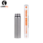 Lumintop GT Nano V3.0 titanium tube extension with 10280 700mAh 3.7V 2.59Wh high capacity rechargeable Li-ion battery black O-ring diamond knurling Lumintop logo white background