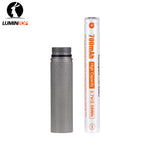 Lumintop GT Nano V3.0 gray aluminum tube extension with 10280 700mAh 3.7V 2.59Wh high capacity rechargeable Li-ion battery black O-ring diamond knurling Lumintop logo white background