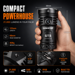Lumintop GT3 compact 125mm 68mm 408g flashlight handheld with tripod mount and stainless steel lanyard ring