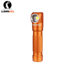 Lumintop L3 mini angle flashlight orange L-shaped head high performance LED diagonal knurling grip Lumintop logo white background