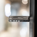 Lumintop MoonBox 3.0 black magnetic base hands-free attachment metal surface slim flat EDC flashlight dual buttons OLED display