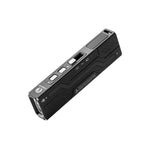 Lumintop MoonBox 3.0 black aluminum angled view side RGB strip dual buttons OLED display Lumintop logo white background EDC flashlight