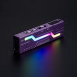 Lumintop MoonBox 3.0 purple aluminum RGB mood lighting rainbow flow Eco mode glowing dark background color reflection EDC flashlight