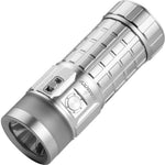 Lumintop Rainbow Flashlight – Silver Titanium Body Side View