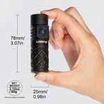 Lumintop Thor Mini LEP flashlight compact size 78mm 3.07in length 25mm 0.98in diameter 60g 2.12oz net weight hand held black