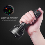 Lumintop Thor 3 LEP flashlight auxiliary RGB rear light red indicator hand held always on when light off loosen threads to disable